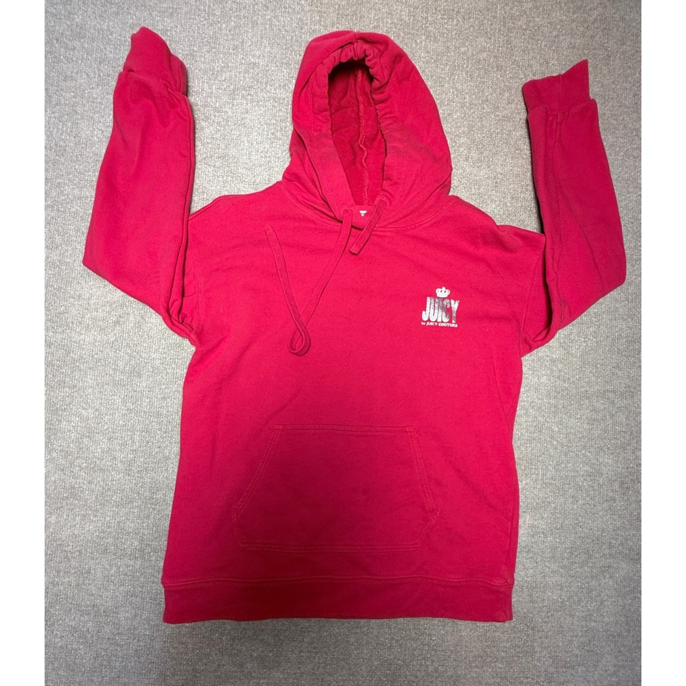Juicy by Juicy Couture Pink Hoodie Silver Glitter Logo Crown Sweatshirt Womens M